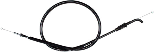 Black vinyl throttle pull cable for motorcycles and ATVs by MOTION PRO, model 03-0387, with metal connectors and durable construction.
