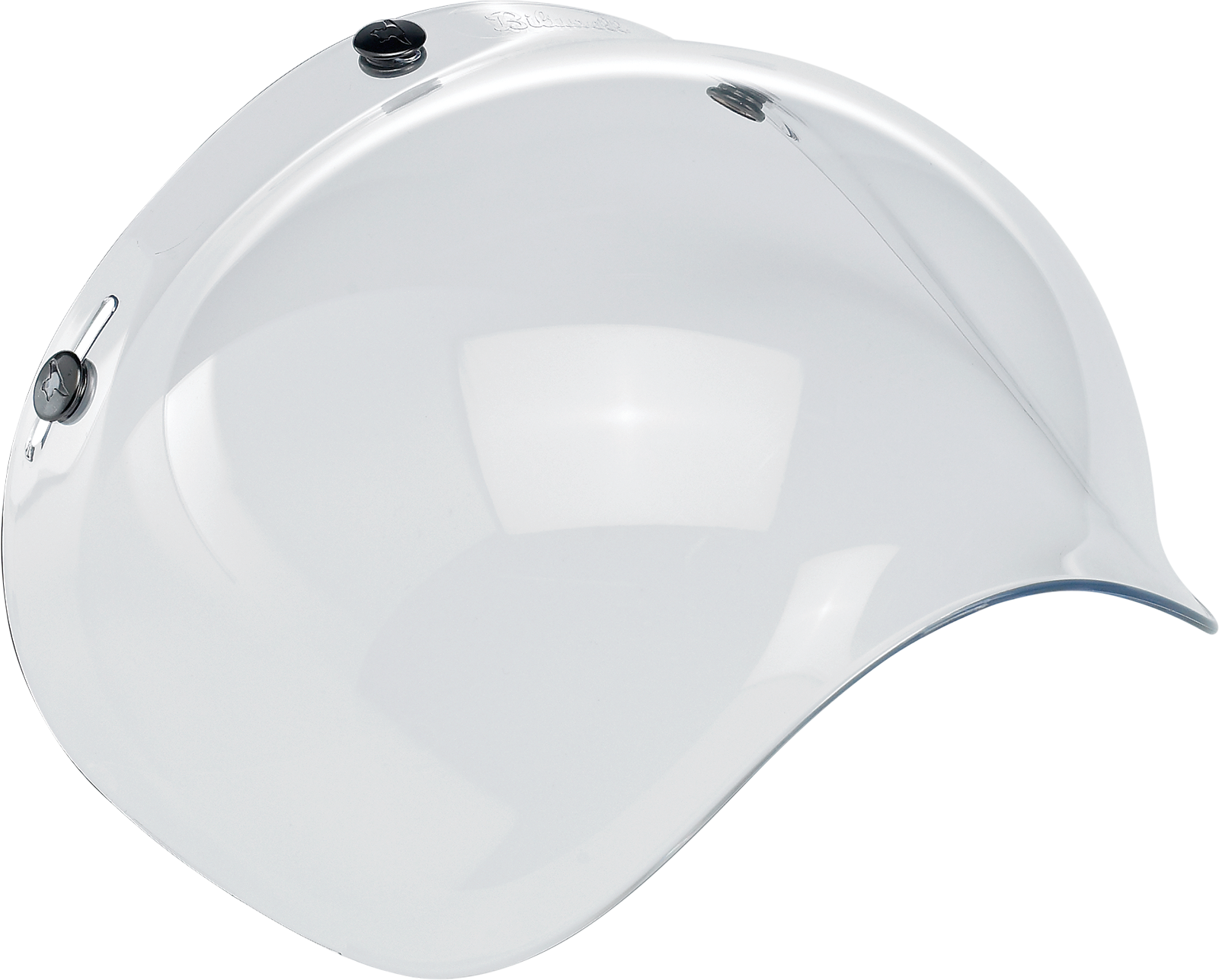 Clear BILTWELL Bubble Shield helmet part from Bill's Exhausts, designed for motorcycle helmets, showing the transparent shield.