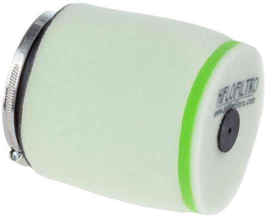 HIFLOFILTRO HFF1024 air filter for high-performance engines, shown installed in a motorcycle engine with clean, durable filter material.
