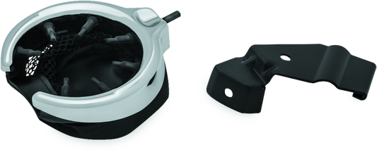 Kuryakyn passenger drink holder mounted on the right side of Indian touring motorcycle for convenient hydration.