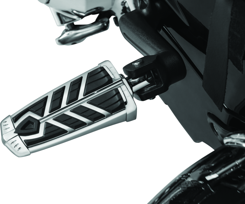 Chrome Kuryakyn Spear Footpegs for Harley-Davidson, stylish and comfortable motorcycle footpegs without adapters