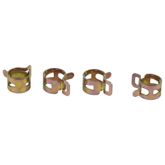 All Balls Hose Clamp Refill Kit 4-pack for securing fuel lines and hoses, featuring durable clamps for reliable fastening.