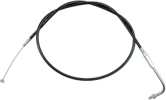 Motion Pro black vinyl idle cable with clear coat for durability, designed for motorcycle or vehicle throttle and clutch control.