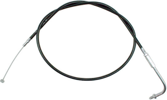 Motion Pro black vinyl idle cable with clear coat for durability, designed for motorcycle or vehicle throttle and clutch control.