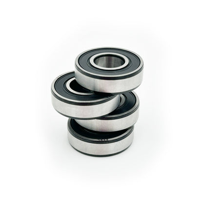 eDirtyBike swingarm bearing kit for E Ride Pro SR and 3.0 electric bikes, showing bearings installed in the swingarm assembly.