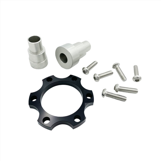 eDirtyBike wheel spacer adaptor kit for LBX wheels on Talaria Sting MX3 and MX4 electric bikes, showing the wheel and adaptor components.