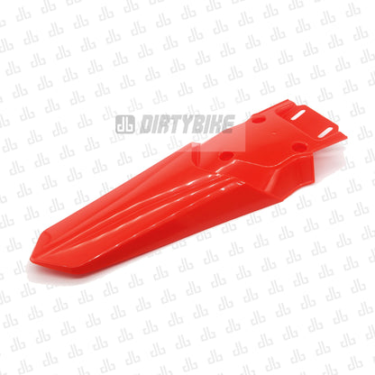 Red DirtyBike long rear fender for Talaria Sting MX3 and MX4, providing extended protection for off-road motorcycle.