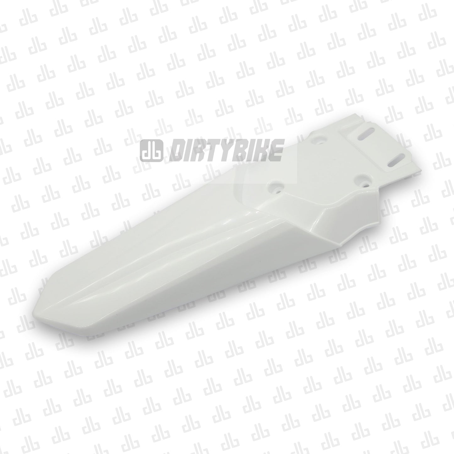 White DirtyBike long rear fender for Talaria Sting MX3 and MX4, extending rear wheel protection for off-road riding.