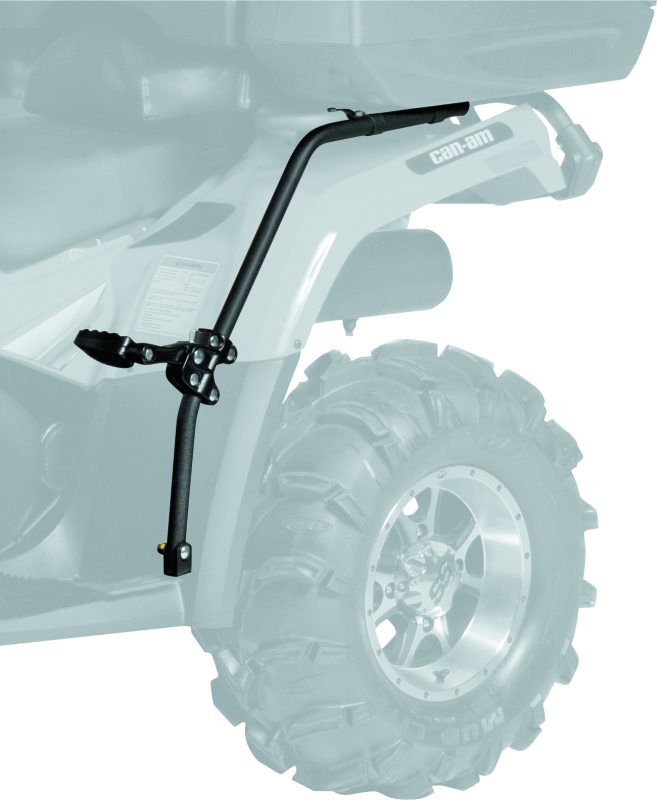 QuadBoss 06-09 Can-Am Outlander 400 HO fender protectors shown in black with mounting hardware and branding details.