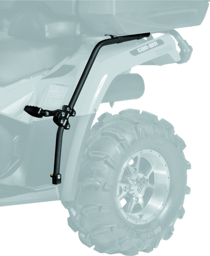 QuadBoss 06-09 Can-Am Outlander 400 HO fender protectors shown in black with mounting hardware and branding details.