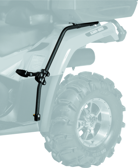 QuadBoss 06-09 Can-Am Outlander 400 HO fender protectors shown in black with mounting hardware and branding details.