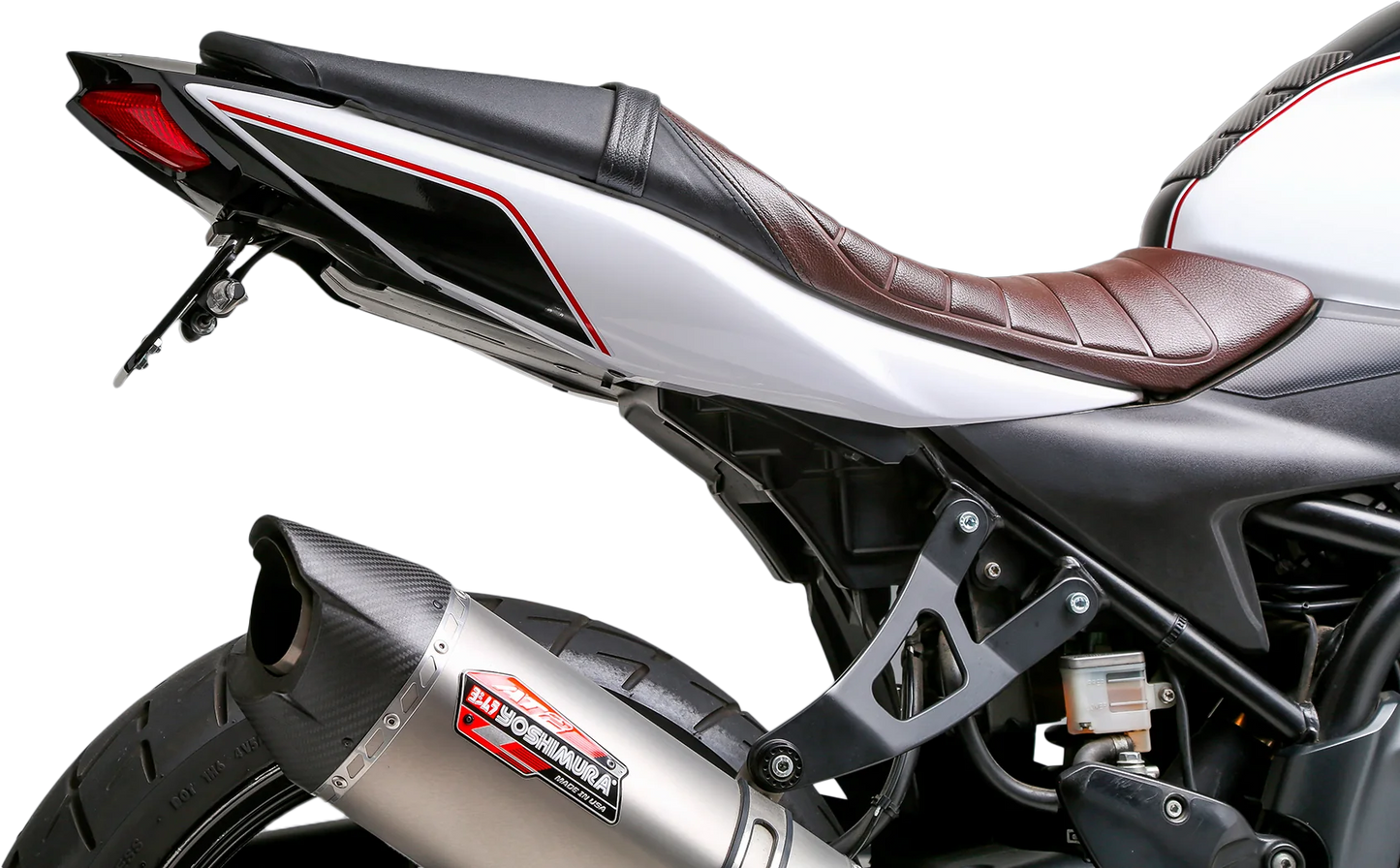 YOSHIMURA V2 Fender Eliminator Kit for Suzuki motorcycles, showing black and silver mounting hardware and sleek design
