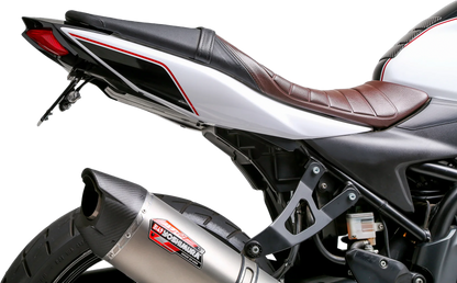 YOSHIMURA V2 Fender Eliminator Kit for Suzuki motorcycles, showing black and silver mounting hardware and sleek design