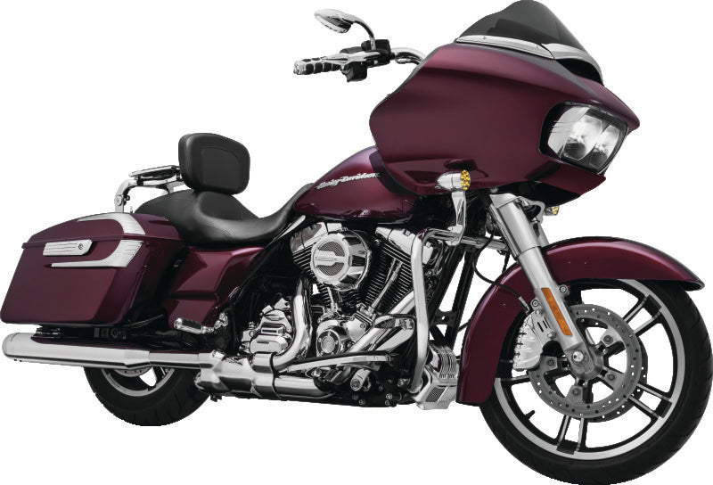 Kuryakyn Teardrop Chrome Mirrors with 5-inch wide convex glass for improved rear visibility on motorcycle handlebars.