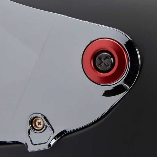 Black BILTWELL Gen 2 hardware screw with red baseplate for helmets, part of Bill's Exhausts helmet parts collection.