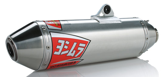YOSHIMURA Signature RS 2 full system exhaust for UTVs, showing the sleek stainless steel muffler and exhaust pipes.