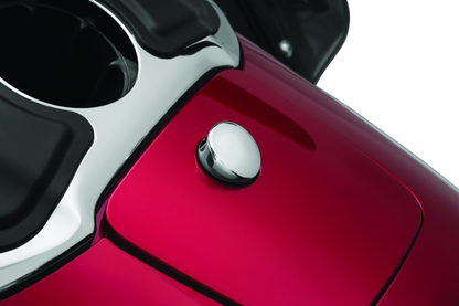 Chrome Kuryakyn Quick Release Fuel Door Knob for Honda Gold Wing motorcycle with sleek finish and easy-to-use design.