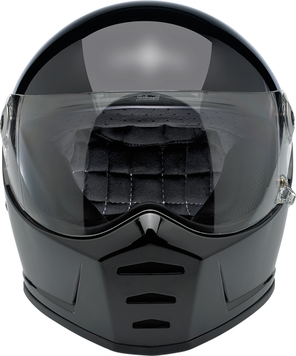 Gloss black BILTWELL Lane Splitter motorcycle helmet in small size with clear visor and aerodynamic design.
