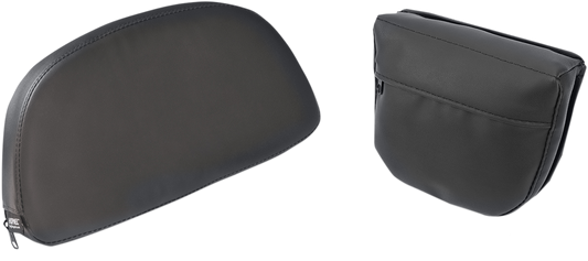 Chrome driver backrest for FLHT motorcycle engine by Bill's Exhausts, featuring a sleek chrome finish and ergonomic design.
