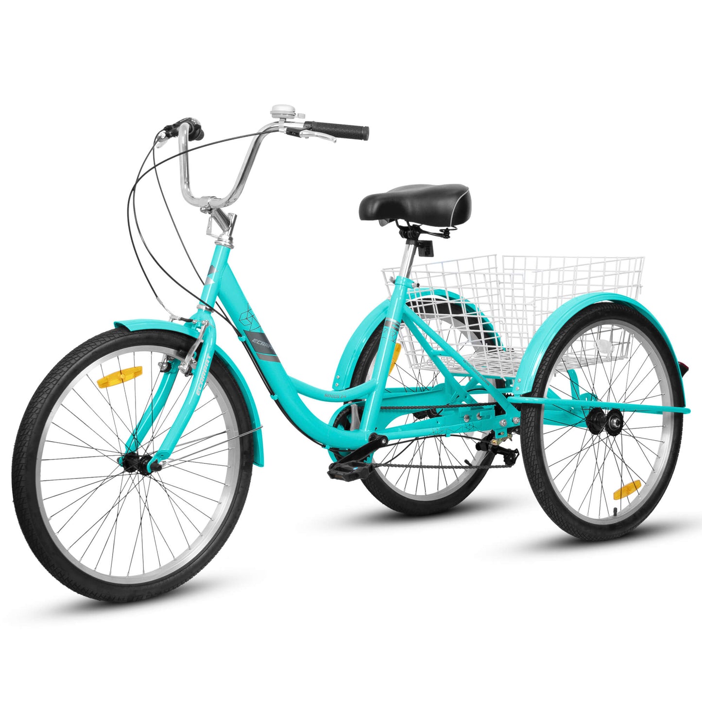 Hycline Ecarpat 24-inch 7-speed adult tricycle with sturdy frame and comfortable seat, suitable for city riding and outdoor trips.