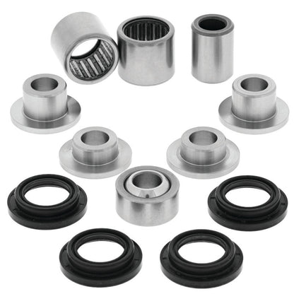 QuadBoss Kawasaki KVF650 Brute Force 4x4 lower A-arm repair kit with replacement parts and tools for easy installation.