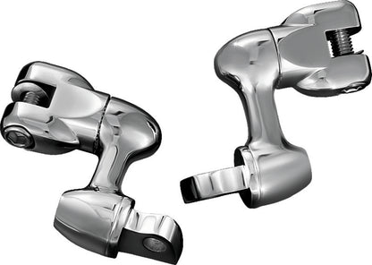 Chrome Kuryakyn 2-inch adjustable lockable offsets with male mount adapter for motorcycle handlebars, part 4556.