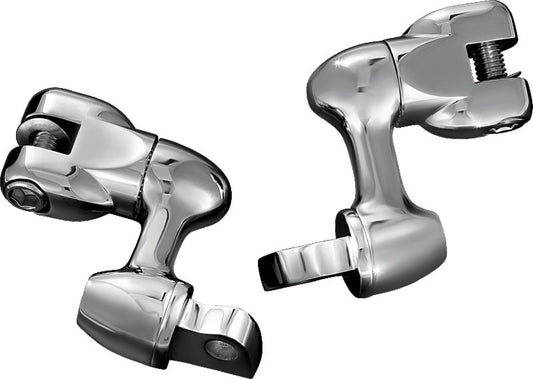 Chrome Kuryakyn 2-inch adjustable lockable offsets with male mount adapter for motorcycle handlebars, part 4556.