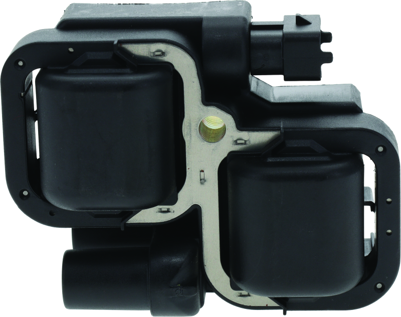 QuadBoss ignition coil for Polaris Ranger RZR XP 900 and Sportsman 700/800, showing the coil with electrical connectors and mounting base.