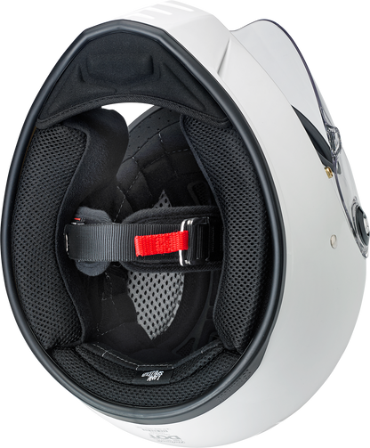 BILTWELL Lane Splitter helmet in gloss white, XL size, showing sleek aerodynamic design and sturdy construction.