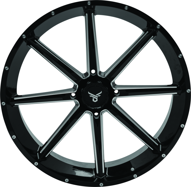 QuadBoss Slicer 24X7 off-road wheels with 24-inch aluminum rims and limited edition QuadBoss Bull logo center caps.