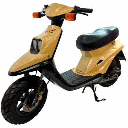 Desert sand and milk tea colored scooter fairing panel kit for '89-'01 models, by ScooterSwapShop, showing assembled scooter parts.