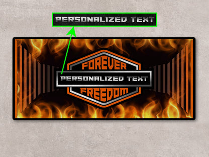 Motorcycle Mat Flame Design for Chopper, Cruiser, Touring, Sport Motorcycle "Forever The Power of Freedom" - MM7241 - Howling Moto