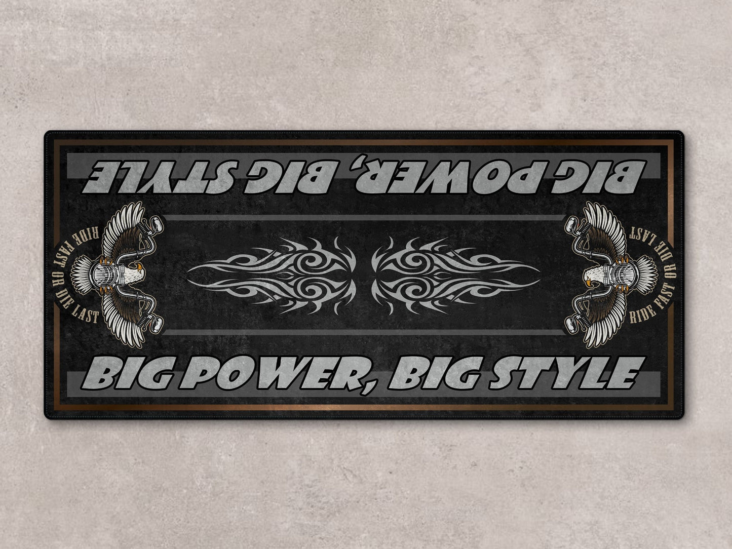 Motorcycle Mat for Cruiser Motorcycle "Big Power, Big Style" - MM7305 - Howling Moto