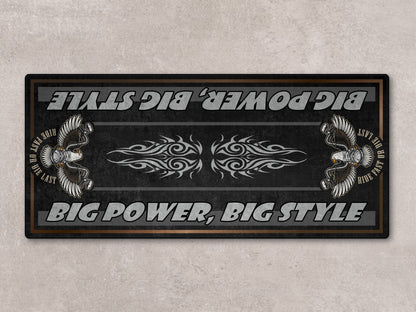Motorcycle Mat for Cruiser Motorcycle "Big Power, Big Style" - MM7305 - Howling Moto