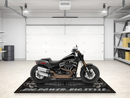 Motorcycle Mat for Cruiser Motorcycle "Big Power, Big Style" - MM7305 - Howling Moto