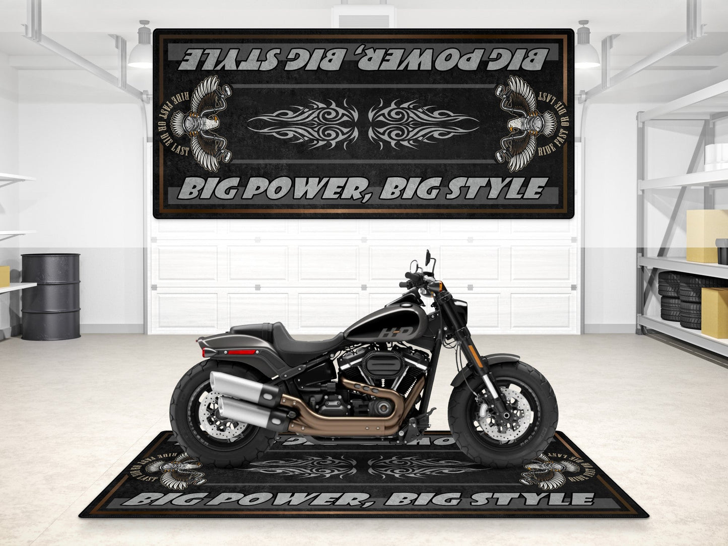 MPM Motorcycle Mat for Cruiser Motorcycle "Big Power, Big Style" - MM7305 - Howling Moto