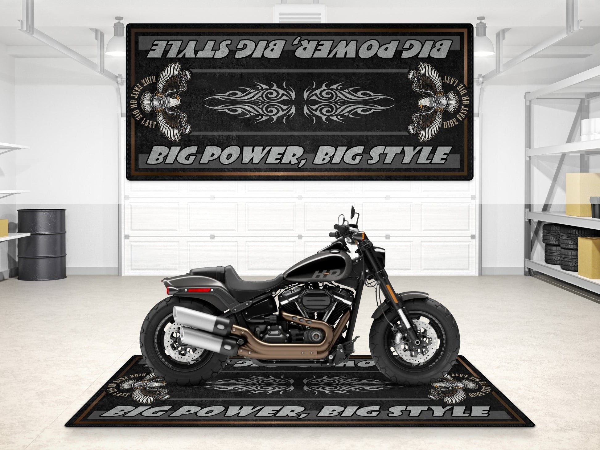 MPM Motorcycle Mat for Cruiser Motorcycle "Big Power, Big Style" - MM7305 - Howling Moto