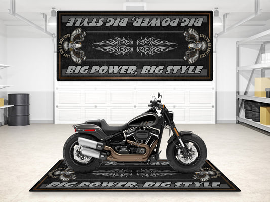 MPM Motorcycle Mat for Cruiser Motorcycle "Big Power, Big Style" - MM7305 - Howling Moto