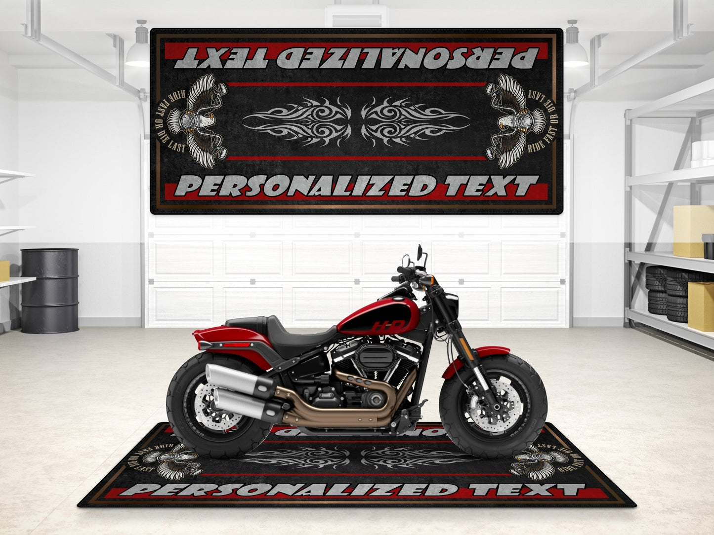 Motorcycle Mat for Cruiser Motorcycle "Big Power, Big Style" - MM7305 - Howling Moto