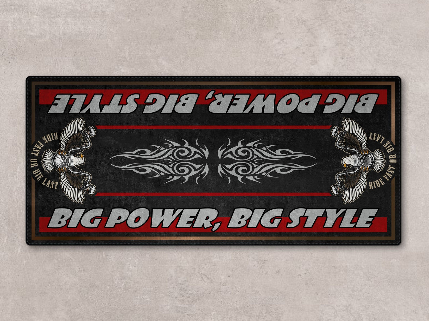 Motorcycle Mat for Cruiser Motorcycle "Big Power, Big Style" - MM7305 - Howling Moto