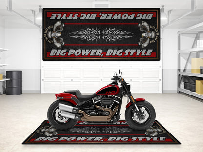 Motorcycle Mat for Cruiser Motorcycle "Big Power, Big Style" - MM7305 - Howling Moto