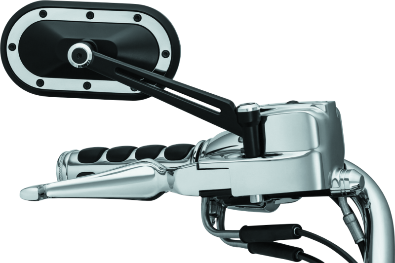 Kuryakyn Heavy Industry Satin Black and Chrome Mirrors for Harley-Davidson and Powersports motorcycles