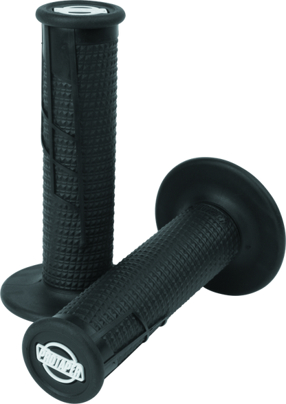 ProTaper Clamp-On 1/2 Waffle Grip in black, designed for motorcycle handlebars, featuring a textured waffle pattern for improved grip.