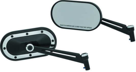 Kuryakyn Heavy Industry Satin Black and Chrome Motorcycle Mirrors for Harley-Davidson and Powersports vehicles