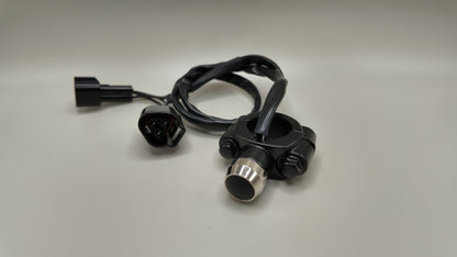Project9 Eride Pro rear tail light and underglow switch on a motorcycle handlebar, showing the switch and wiring.