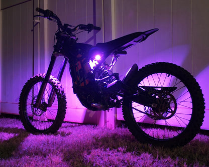Project9 HyperGlow Underglow Kit for E Ride Pro 3.0 & SR, showing front and rear LED underglow lights installed on a vehicle.