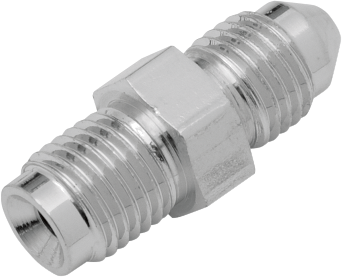 Drag Specialties #3 male fitting, 3/8 inch inverted flare straight fitting for motorcycle brake or fuel lines.
