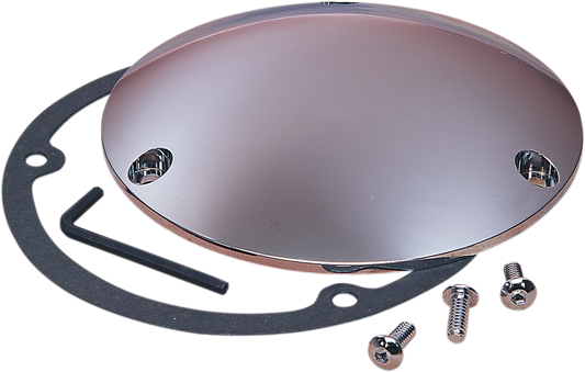 Chrome derby cover by Drag Specialties for Harley-Davidson Big Twin 1970-1998, featuring polished chrome finish and detailed design.