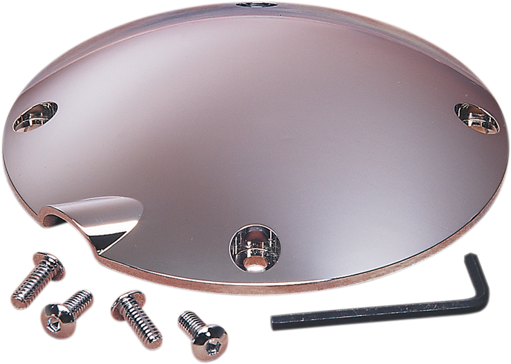 Chrome Derby Cover for Harley Sportster '94-'03 by Drag Specialties, featuring a polished, decorative motorcycle engine cover.