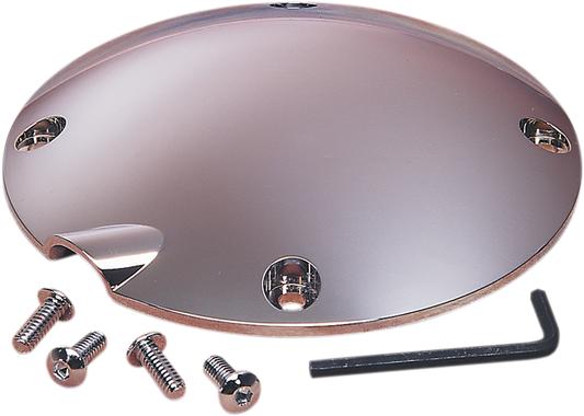 Chrome Derby Cover for Harley Sportster '94-'03 by Drag Specialties, featuring a polished, decorative motorcycle engine cover.